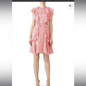 ML Monique Lhuillier Pink‎ Polka Dot Dress Size 14
